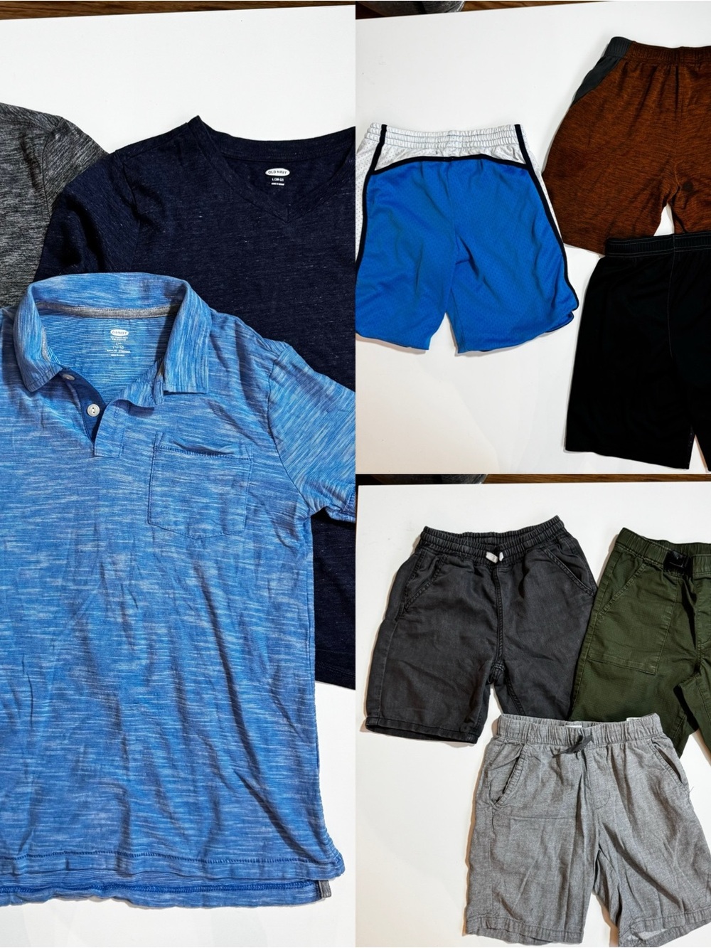 Old Navy Boys Blue Heather Polo & Mixed Shorts Set